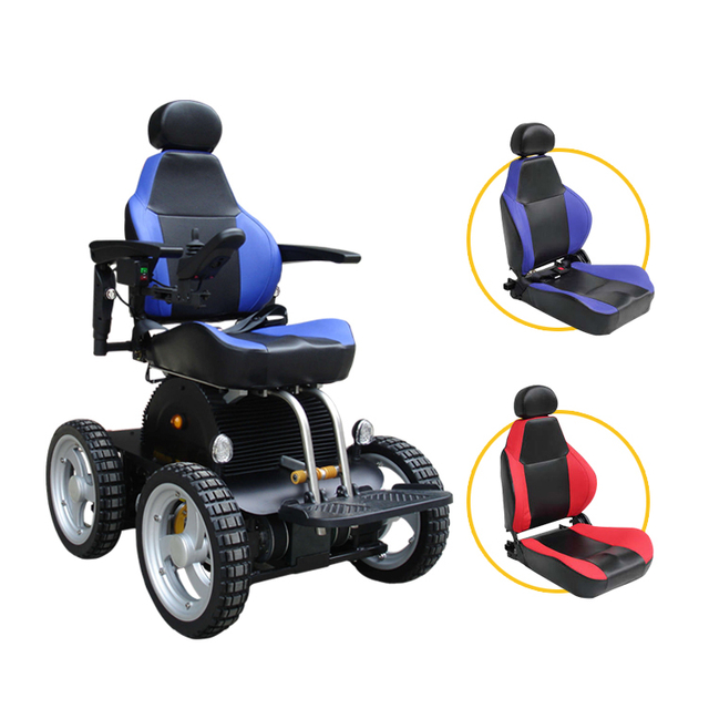 Elderly Automatic Balance Blue Off-Road Wheelchair