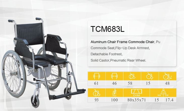 Manual Toilet Commode Wheelchair